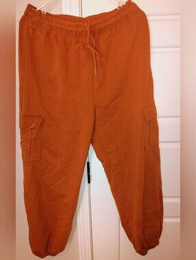Women's Cargo Jogger Pants in Rust Orange